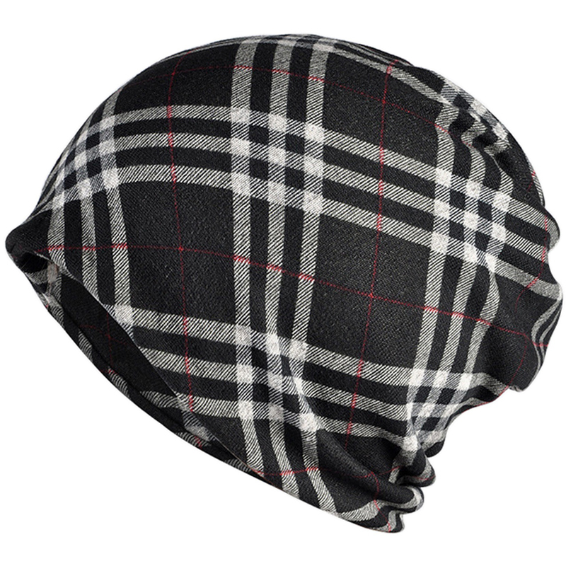 Check Print Multi Use Headwrap Chemo Hat Slouchy Beanie