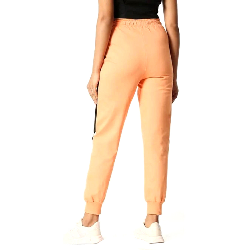 Solid Orange Black Patchwork Jogger Pants
